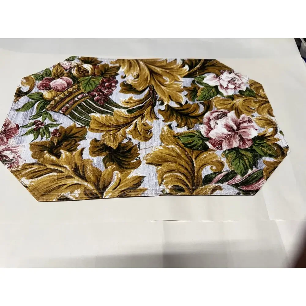 Placemats Mid Century Baroque Pattern with Gold and Rose Colors
